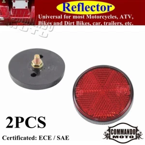 2Pcs ECE/SAE Red Reflector Universal For Motorcycle ATV Dirt Bike Truck Car Bus - Picture 1 of 8