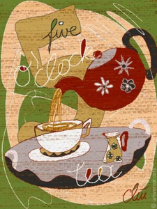 JACQUELINE DITT - Five o'Clock Tea limit. Impresión original gráfico firmado L té - Imagen 1 de 3