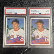 (2) 1985 Topps Roger Clemens PSA 8 & 7 #181 Rookie Card Red Sox