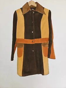 Vintage Gassy Jack Patchwork Suede Jacket Small Brown Orange Coat 70s Vancouver - Picture 1 of 14