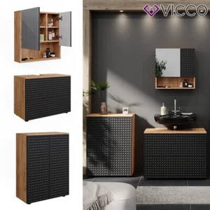 Badmöbel-Set Irma Eiche Anthrazit 3-teilig Kommode Waschbeckenschrank 80cm Vicco - Bild 1 von 7