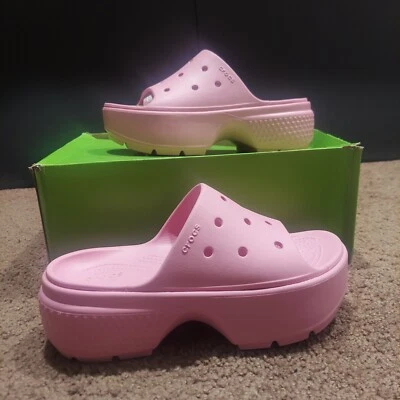 Crocs Platform Stomp Slide Pink Women's Sizes 8 Men's 6 With Box - Image 1 of 4