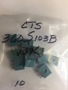 360S103B 10 K OHM CTS TRIMPOTS 10 PCS NOS - Picture 1 of 1