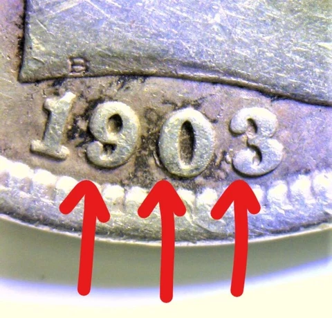 1903/1903-O Repunched Date Barber Dime; XF Cover