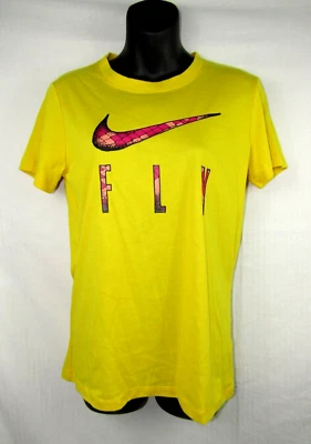 Camiseta Nike Mujer Dri Fit Fly Logo Amarilla Manga Corta Pequeña Foto 1 de 4