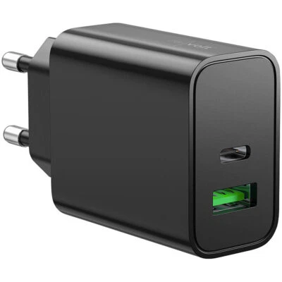 revolt USB- & Notebook-Netzteil mit USB-C PD und USB-A QC, bis 30 W, schwarz - Bild 1 von 4