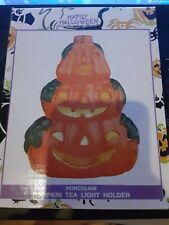 Halloween Trio of Pumpkin Tea Light Holder Porcelain~6½ x 4½" World Bazaar