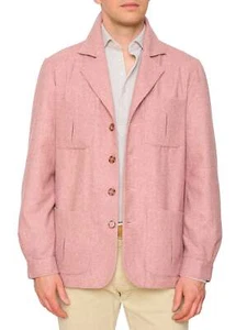 PIETRA SALATA Napoli "John" Pink Wool Travel Jacket Car Coat NEW Slim - Picture 1 of 10