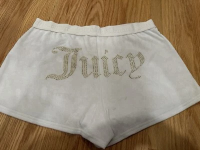 Juicy Couture Classic Velour OFF-WHITE Sleepwear Shorts Bling Size Large Y2K - Image 1 of 4