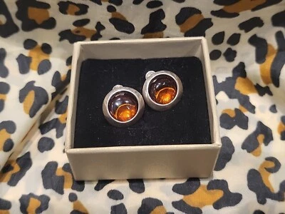 Amber Earrings Solid Sterling Silver 925 Unusual - Image 1 of 4