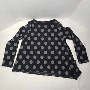 Top tejido para mujer F H Clothing Co L negro azul lunares elástico dobladillo asimétrico - Imagen 1 de 23