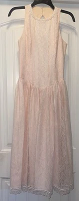 VESTIDO Vintage GUNNE SAX Jessica McClintock Rosa Encaje Talla 7 EE. UU. Espalda Abierta Foto 1 de 4