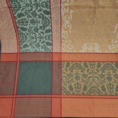 Sur La Table 70"x120" Light Orange Green Gold Damask Tablecloth Fall Autumn NWOT - Image 1 of 4