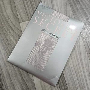 Y2K Victoria's Secret Floral Crochet Fishnet Pantyhose, Wisteria Grey, Size M - Picture 1 of 5