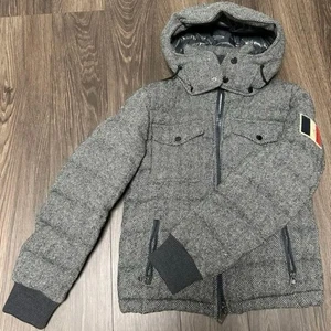 MONCLER Florian Wool Gray Down Hooded Men's Size 0 - Picture 1 of 10