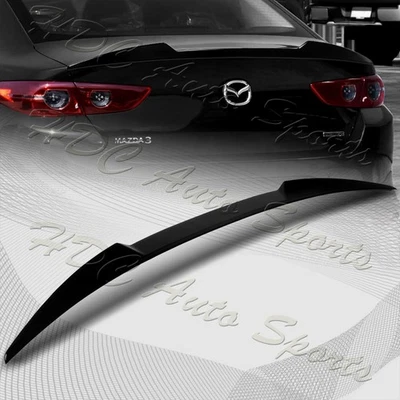 For 2019-2023 Mazda 3 Sedan W-Power Pearl Black V-Style Trunk Lid Spoiler Wing - Image 1 of 4