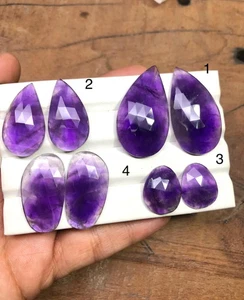 Par de amatista corte rosa: piedras preciosas de amatista sueltas naturales para pendientes - Imagen 1 de 2