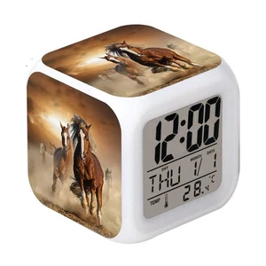 Led Alarm Clock Horse Design Creative Desk Table Clock Glowing Electronic - Picture 1 of 7
