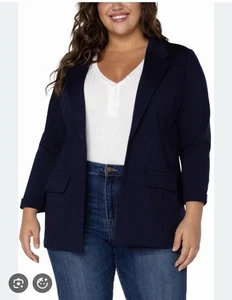 Liverpool Damen offener Boyfriend Blazer Jacke Gr. XL marine Stretch leicht Neu mit Etikett - Bild 1 von 9