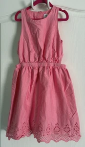 Gap Dress Sundress Sleeveless Pink Eyelet Elastic Waist Cut Out Sides Lined M - Picture 1 of 6
