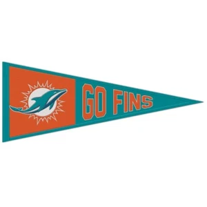 MIAMI DOLPHINS GO FINS WOOL EMBROIDERED PENNANT 13"x32" NEW WINCRAFT 👀 - Picture 1 of 1