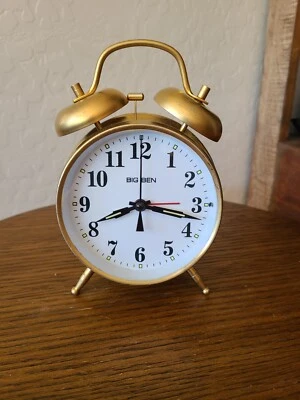 Reloj despertador BIG BEN campana doble metal dorado Foto 1 de 4