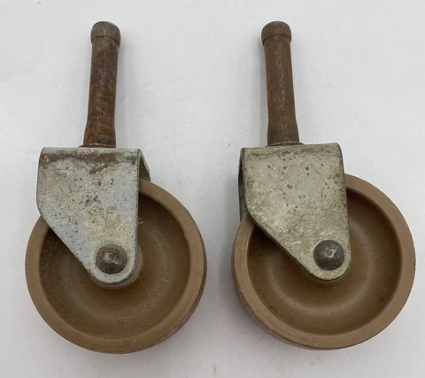 Caster Wheels Tan Brown Lot 2 Vtg 2 Inch Cover