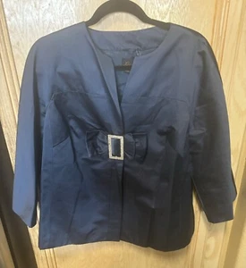 NWT LUISA SPAGNOLI Women Blazer Jacket Silk Elegant Blue Bow Size 48 - Bild 1 von 18