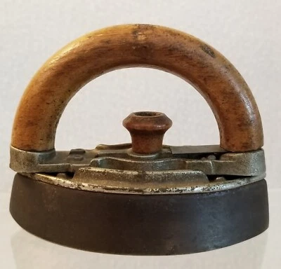 Antique Miniature Childs Toy Sad Iron Quick Release Wood Handle Exc. Condition - Image 1 of 4