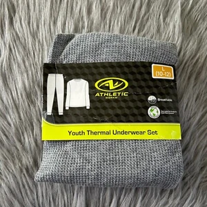Athletic Works Thermal Underwear Set Boy Size Large 10-12 Grey Waffle Pajama Set - Picture 1 of 6