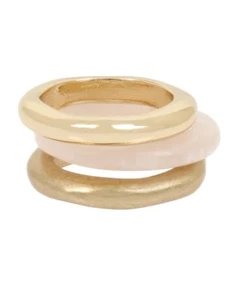 $38 Robert Lee Morris Rose Quartz Stackable Ring Set Size 8.5 Z27 - Picture 1 of 5