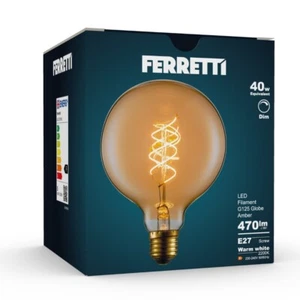 Ferretti - G125 Amber Globe E27 LED Spiral Filament Dimmable Bulb Pack - Picture 1 of 3