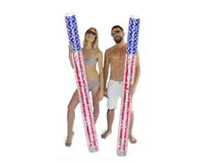 POZA 2 Pack Inflatable USA Flag Jumbo Pool Noodle Floats With Confetti, 74 inch - Picture 1 of 7