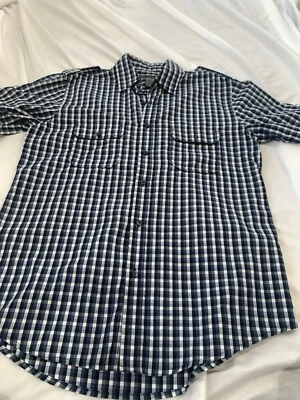 Spring + Mercer Shirt Mens M. Blue/ White Plaid Short Sleeve Preppy Button Down - Image 1 of 4