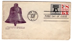 C62 Liberty Bell 13c Air Mail 1961 FDC on Civil War Patriotic - Picture 1 of 2