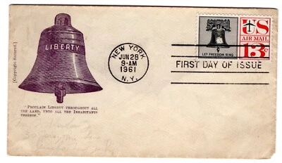 C62 Liberty Bell 13c Air Mail 1961 FDC on Civil War Patriotic - Image 1 of 2