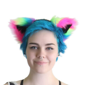 PAWSTAR Rainbow Kitty Cat Headband - Furry Halloween Costume Cosplay [NRAIN]3954