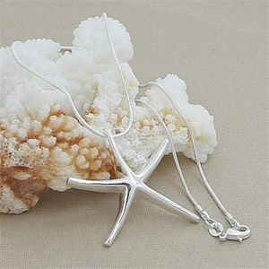 Sterling Silver Starfish Beach Pendant Necklace Christmas Gift - Picture 1 of 1