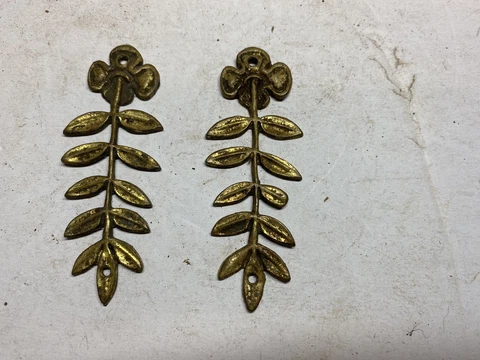 Antique Lot Of 2 Brass Furniture Adornements Cover
