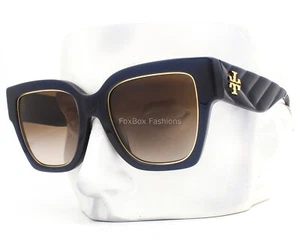 Occhiali da sole Tory Burch TY 7180U 1656/13 blu scuro cerchi oro e logo con custodia - Foto 1 di 6
