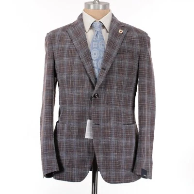 Lardini новый с Ярлыками шерстяная смесь Sport пальто размер 52R США 42 в коричневый/темно-синий/серый клетку - Изображение 1 из 4