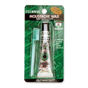 Clubman Moustache Wax with Brush-Comb Chestnut Light Brown, Hang Pack, 0.5 Oz - Picture 1 of 4