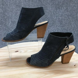Paul Green Boots Womens 9.5US 7UK Cayanne Zip Peep Toe Bootie Blue Leather Heels - Picture 1 of 14