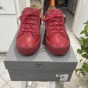 Giuseppe Zanotti Frankie Zapatillas bajas con cremallera en rojo para hombre Talla UE 43- EE. UU. Talla 10 - Imagen 1 de 24