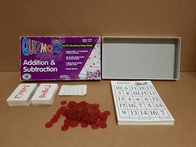 QUIZMO Addition & Subtraction Educational Bingo Game Flash Cards Learning Used - Image 1 of 4