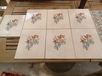 REBAJADO - 12 piezas - Azulejo cerámico decorativo floral hecho en FRANCIA  Foto 1 de 4