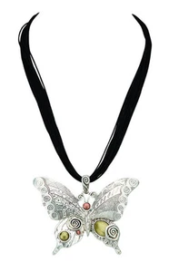 Butterfly Necklace Silver With Stones Free Shipping Fashion Jewelery New - Picture 1 of 1