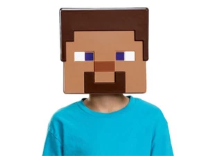 Kids Minecraft Steve 3D Paper Mask Halloween Costume Party Gamer Computer Face - Picture 1 of 1