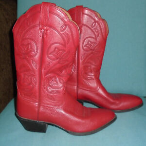 ARIAT Cowgirl Boots RED Heritage 15761 Embroidered Leather Cowboy Size 8 EU 38.5