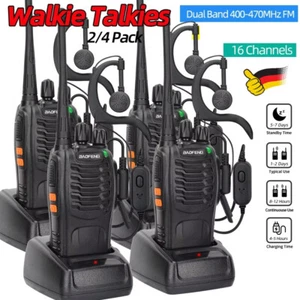 2/4*Walkie Talkie Two-Way UHF Hand Funkgerät Sprechfunkgeräte 16 Kanale &Headset - Zdjęcie 1 z 18